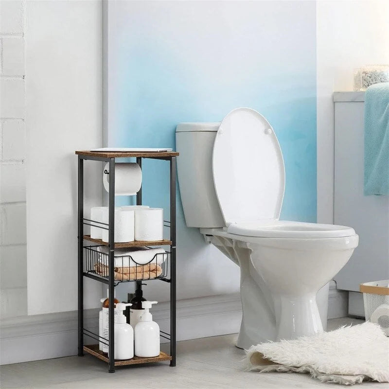 Freestanding Bathroom Storage Cabinet with Shelf and Drawer, 10W x 11D x 28H