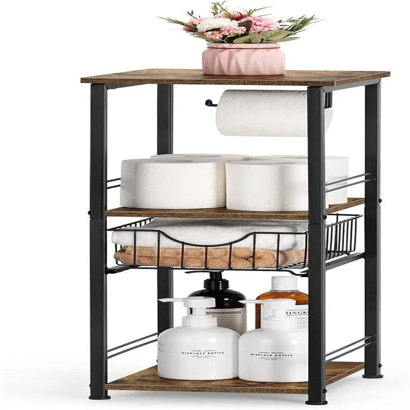 Freestanding Bathroom Storage Cabinet with Shelf and Drawer, 10W x 11D x 28H