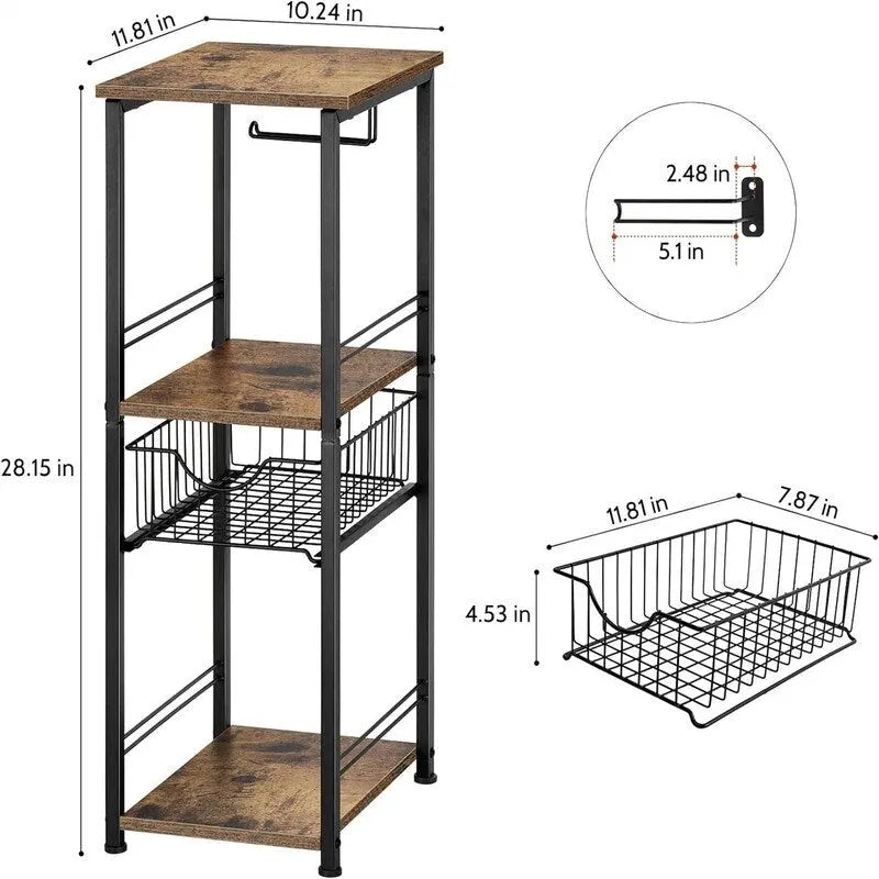 Freestanding Bathroom Storage Cabinet with Shelf and Drawer, 10W x 11D x 28H