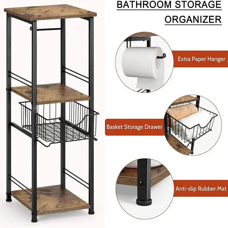 Freestanding Bathroom Storage Cabinet with Shelf and Drawer, 10W x 11D x 28H