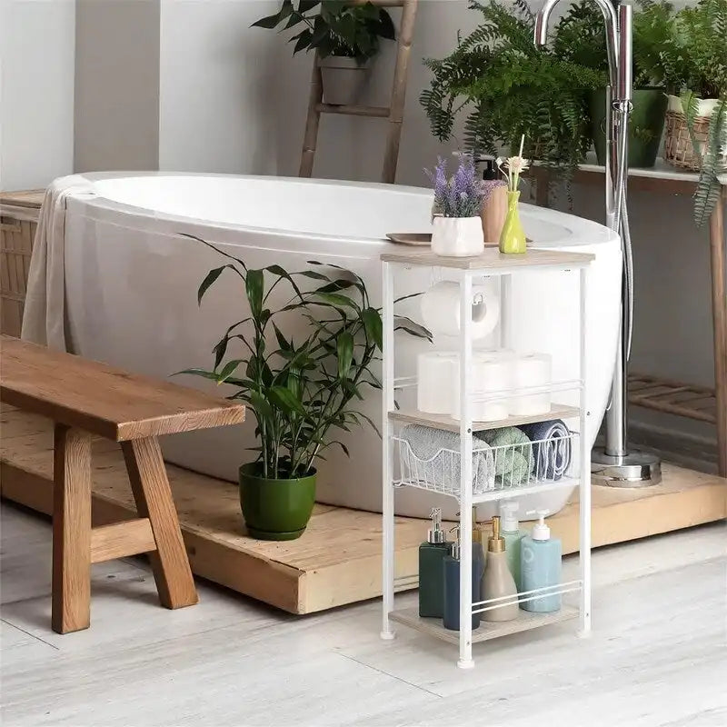 Freestanding Bathroom Storage Cabinet with Shelf and Drawer, 10W x 11D x 28H