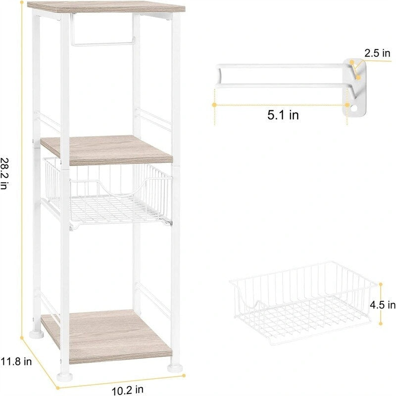 Freestanding Bathroom Storage Cabinet with Shelf and Drawer, 10W x 11D x 28H