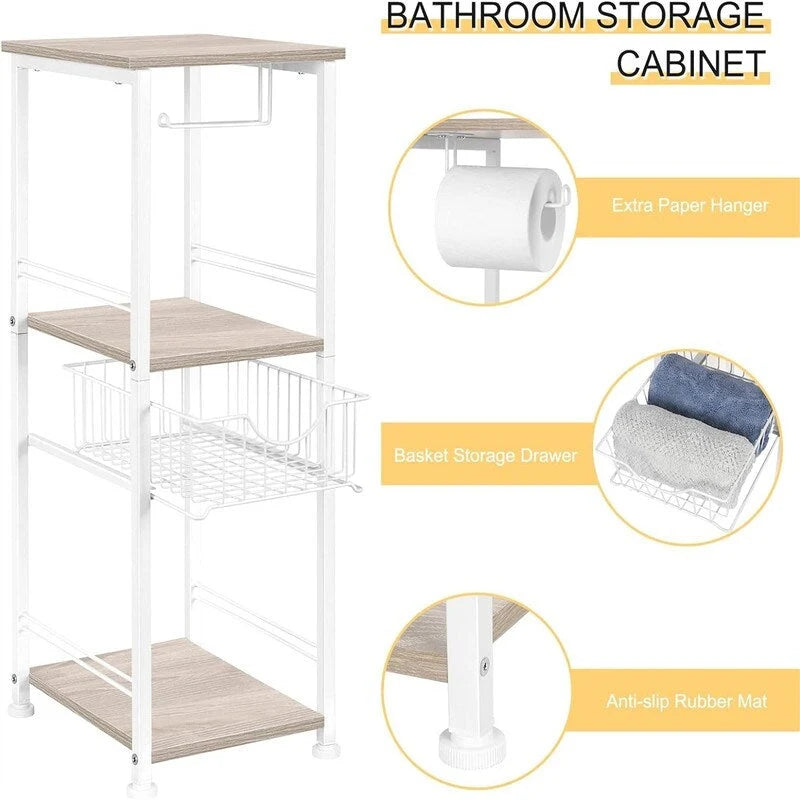 Freestanding Bathroom Storage Cabinet with Shelf and Drawer, 10W x 11D x 28H