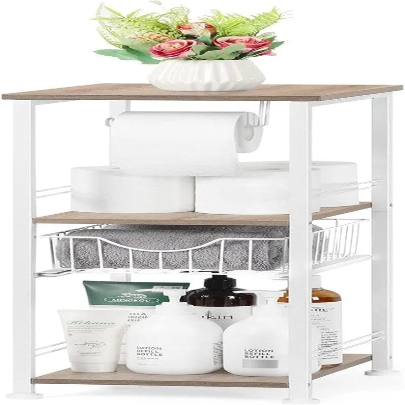 Freestanding Bathroom Storage Cabinet with Shelf and Drawer, 10W x 11D x 28H
