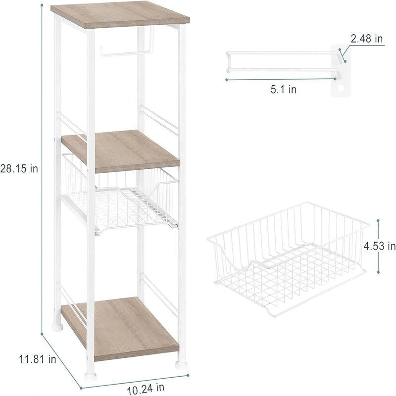 Freestanding Bathroom Storage Cabinet with Shelf and Drawer, 10W x 11D x 28H