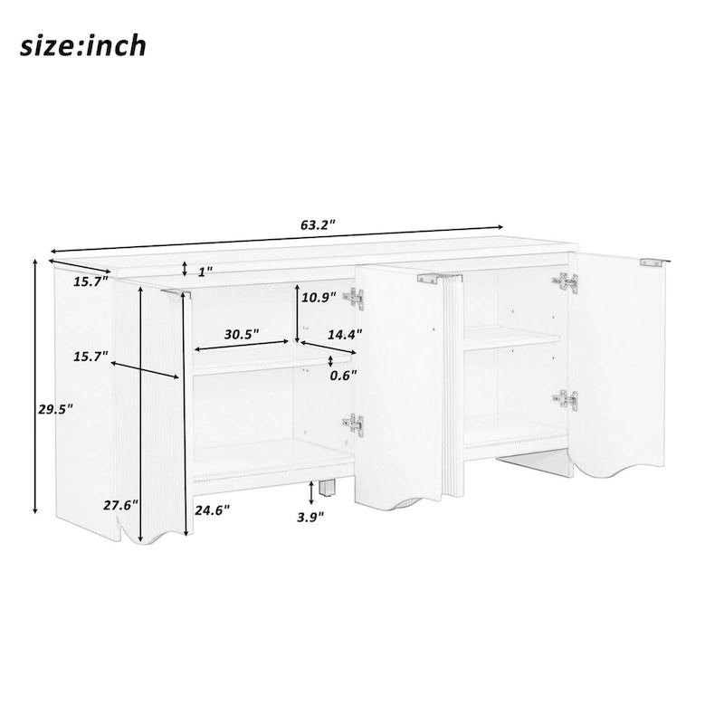 Freestanding Storage Cabinet for Living Room with Doors and Shelves