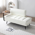 56-Inch Faux Leather End-of-Bed Ottoman Bench with 360-Degree Swivel Tray and Metal Legs