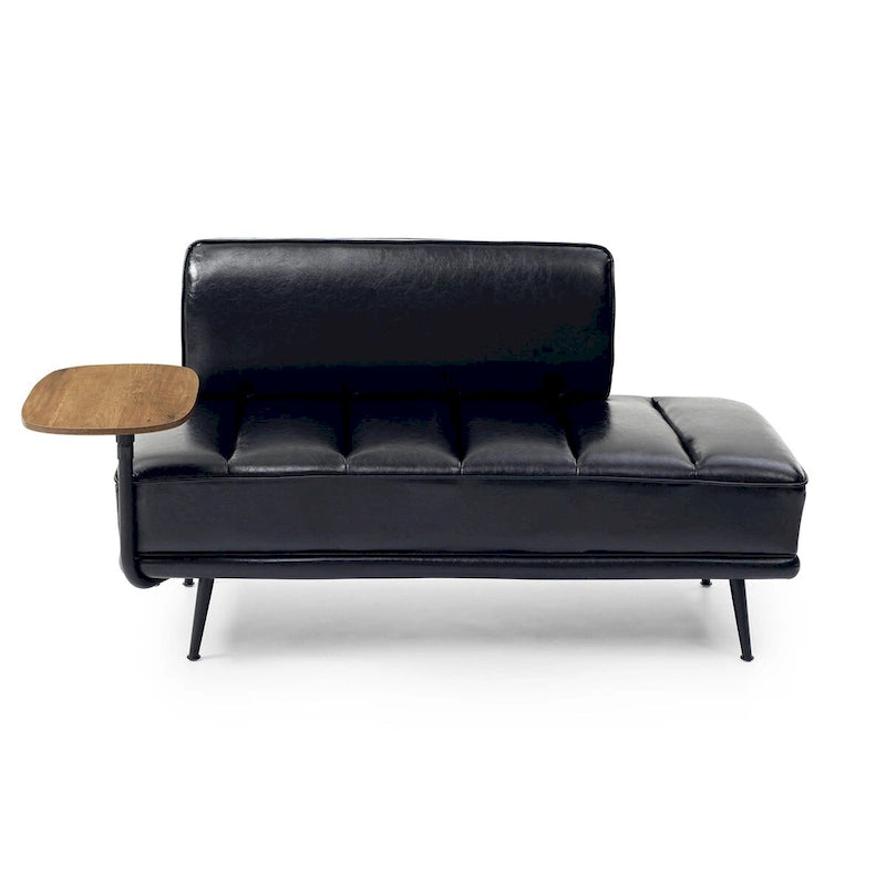 56-Inch Faux Leather End-of-Bed Ottoman Bench with 360-Degree Swivel Tray and Metal Legs