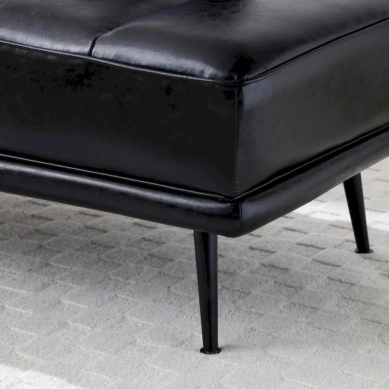 56-Inch Faux Leather End-of-Bed Ottoman Bench with 360-Degree Swivel Tray and Metal Legs