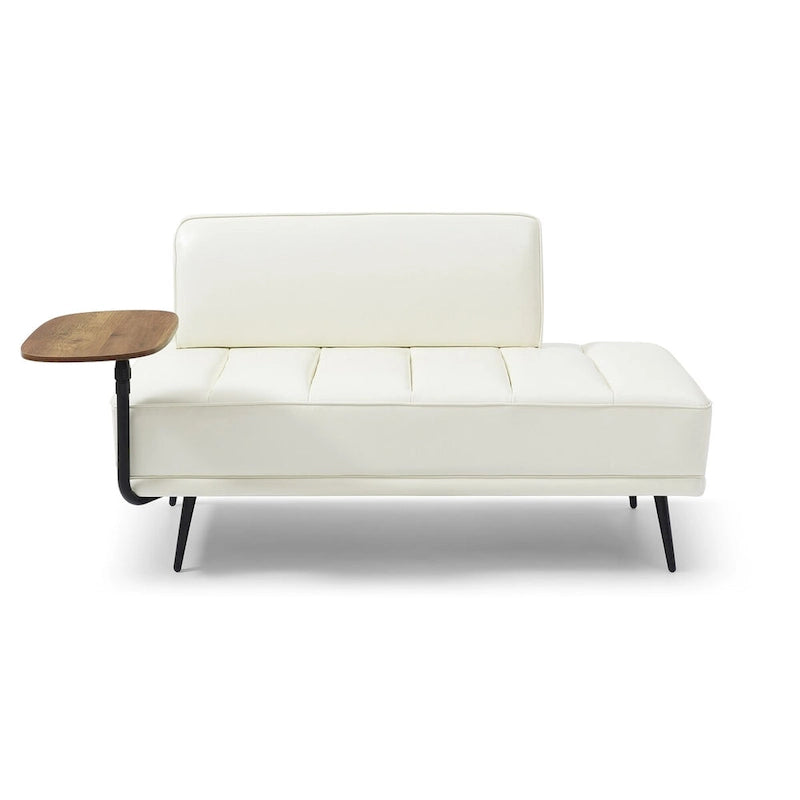 56-Inch Faux Leather End-of-Bed Ottoman Bench with 360-Degree Swivel Tray and Metal Legs