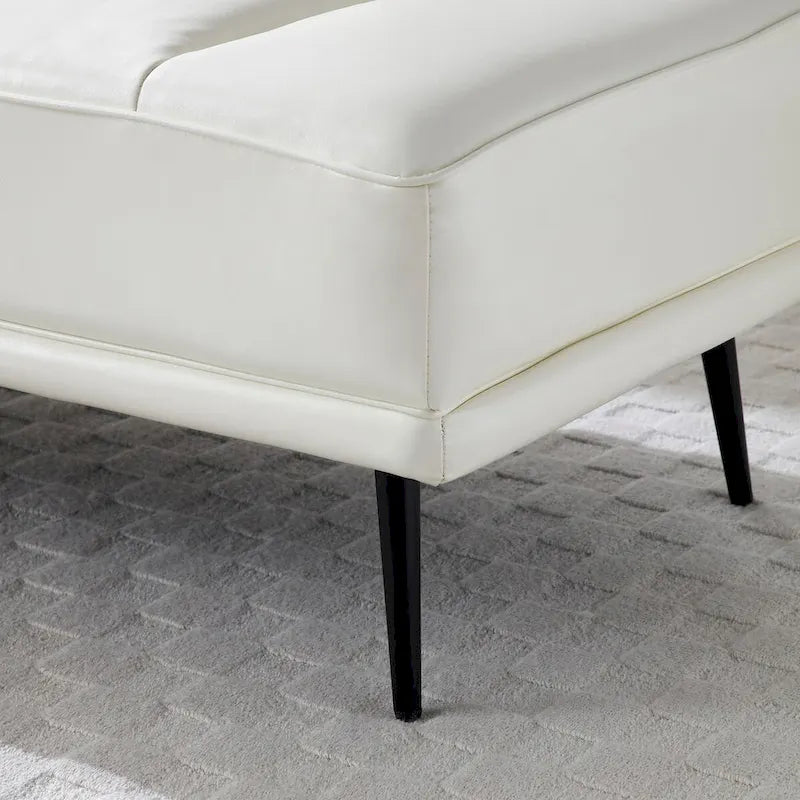 56-Inch Faux Leather End-of-Bed Ottoman Bench with 360-Degree Swivel Tray and Metal Legs