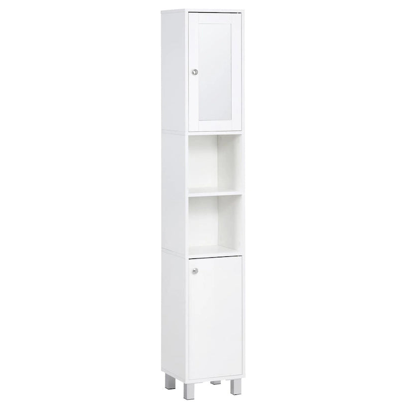 Tall Freestanding Bathroom Storage Cabinet with Mirror Door and Adjustable Shelves