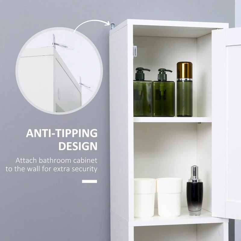 Tall Freestanding Bathroom Storage Cabinet with Mirror Door and Adjustable Shelves