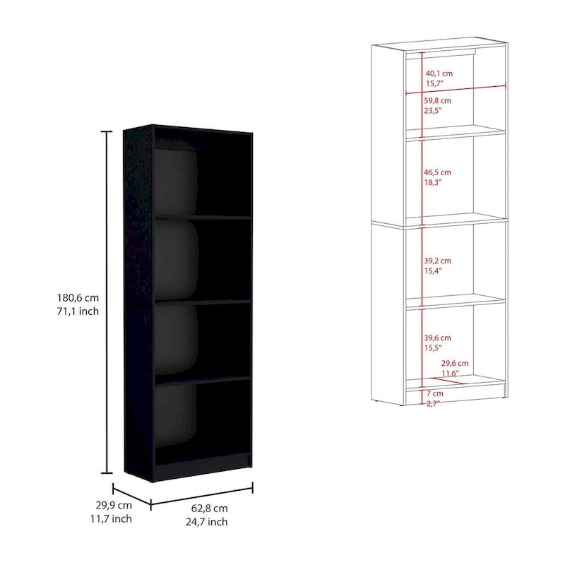 4-Shelf Bookcase Display Unit for Books and Decor